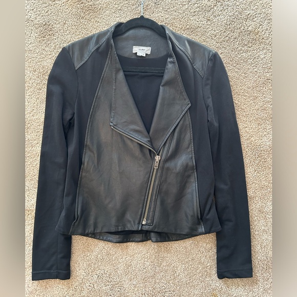 Helmut Lang asymmetrical leather and stretch knit jacket, medium - Picture 3 of 4
